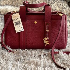 Michael Kors Small EW east-west Romee Satchel in Mulberry pebbled leather NWT